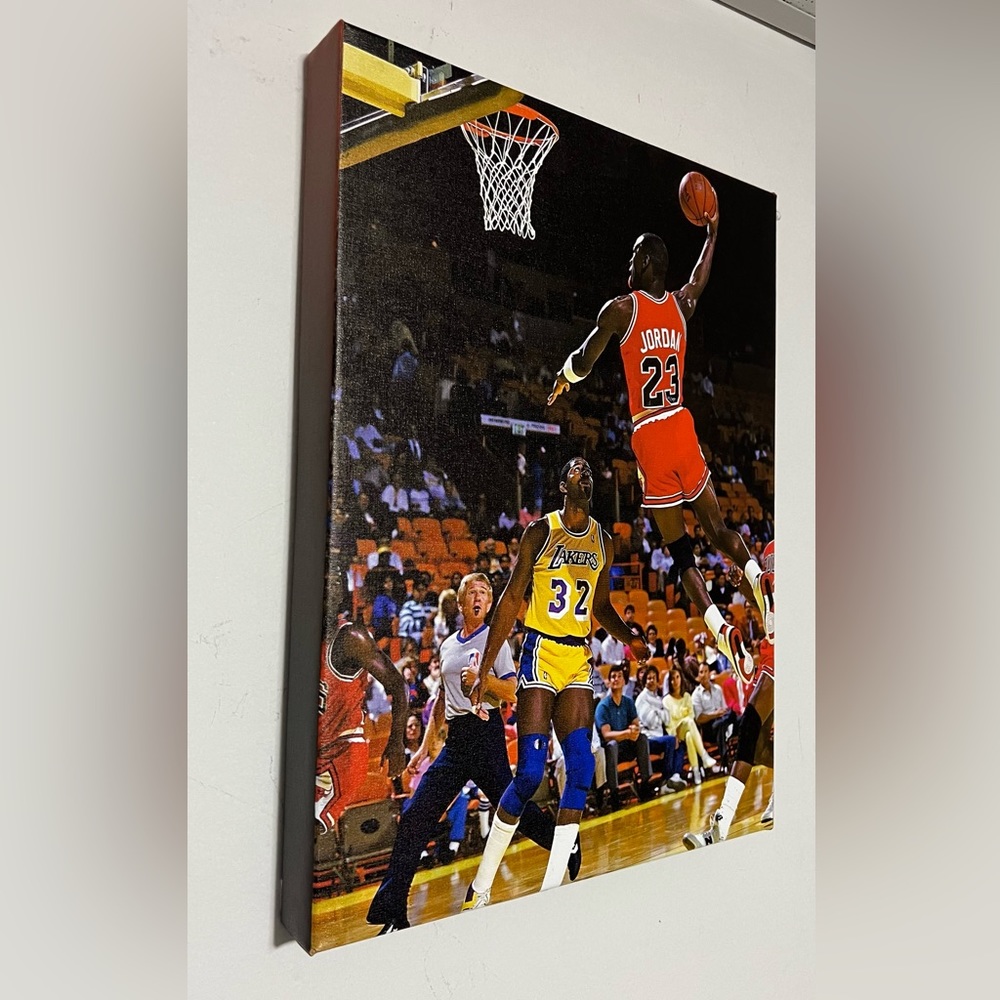 Michael Jordan classic dunk canvas print wall art ready to hang size 12x16inches